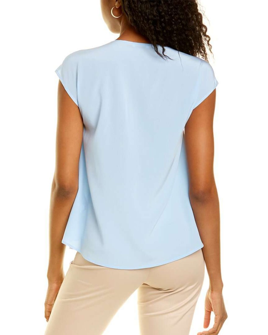 Clothing * | Women Peserico Silk-Blend Top Blue