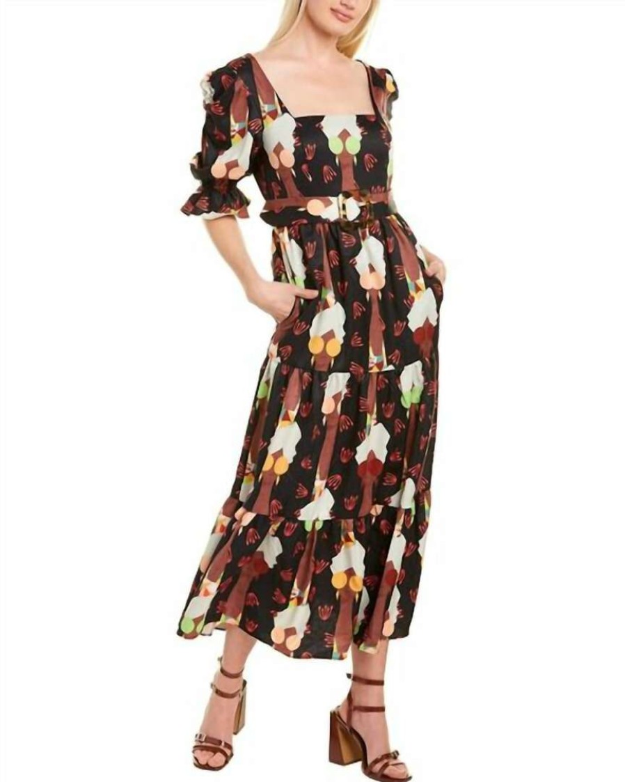 Clothing * | Hutch Women Arlo Print Midi Dress In Multi Sunglass