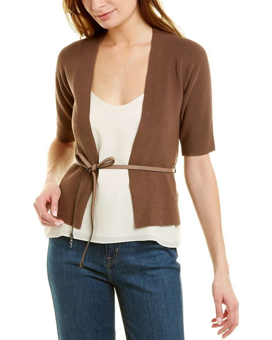 Clothing * | Women Peserico Belted Cardigan Brown