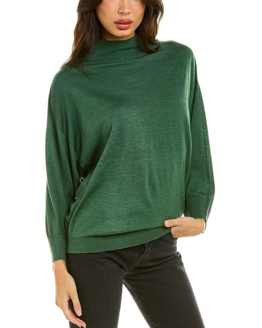 Clothing * | Women Peserico Dolman Wool, Silk & Cashmere-Blend Sweater Green