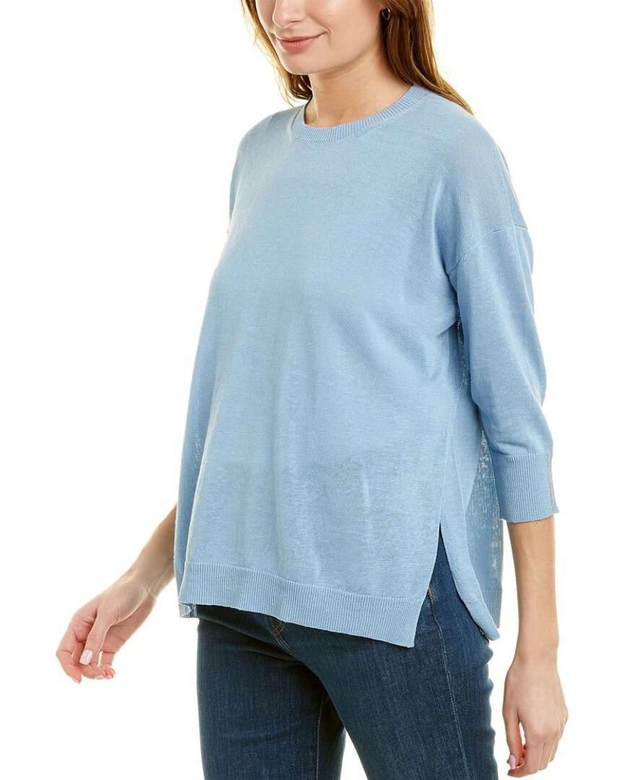 Clothing * | Women Peserico Linen-Blend Top Blue