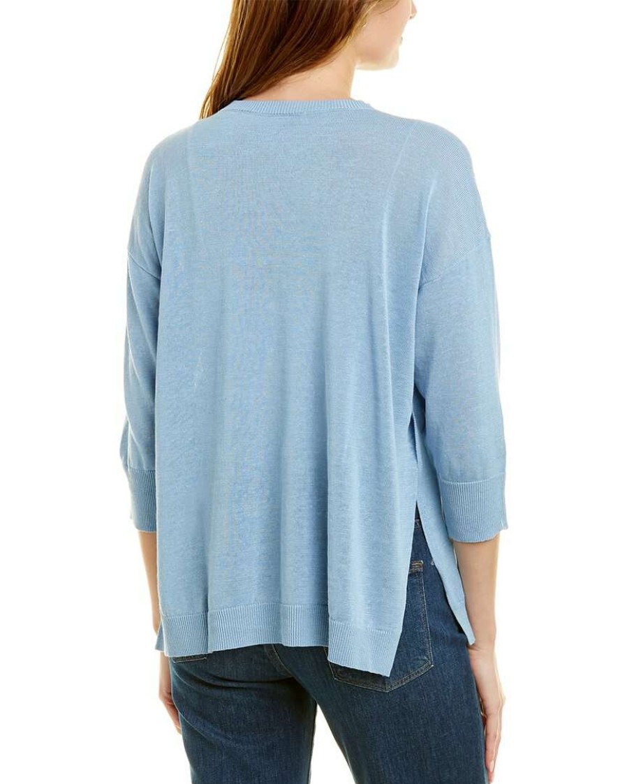 Clothing * | Women Peserico Linen-Blend Top Blue