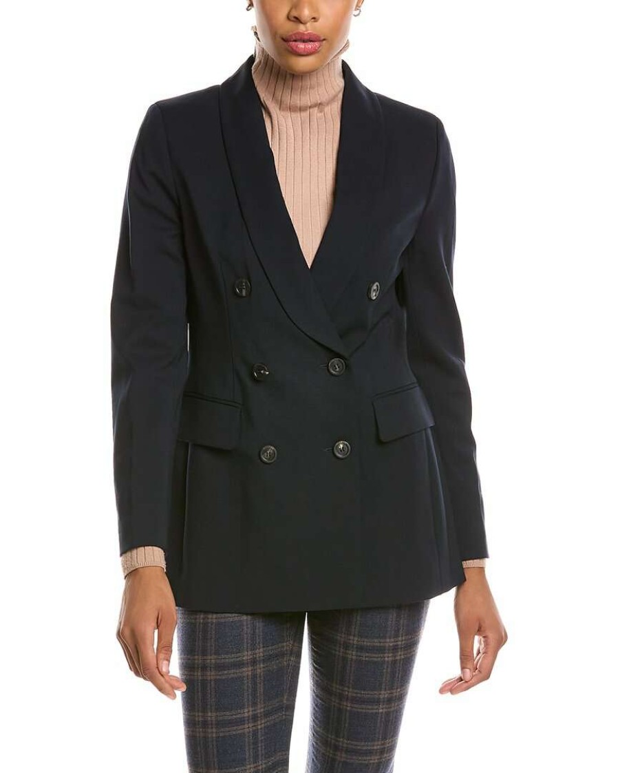 Clothing * | Women Peserico Wool-Blend Jacket Blue