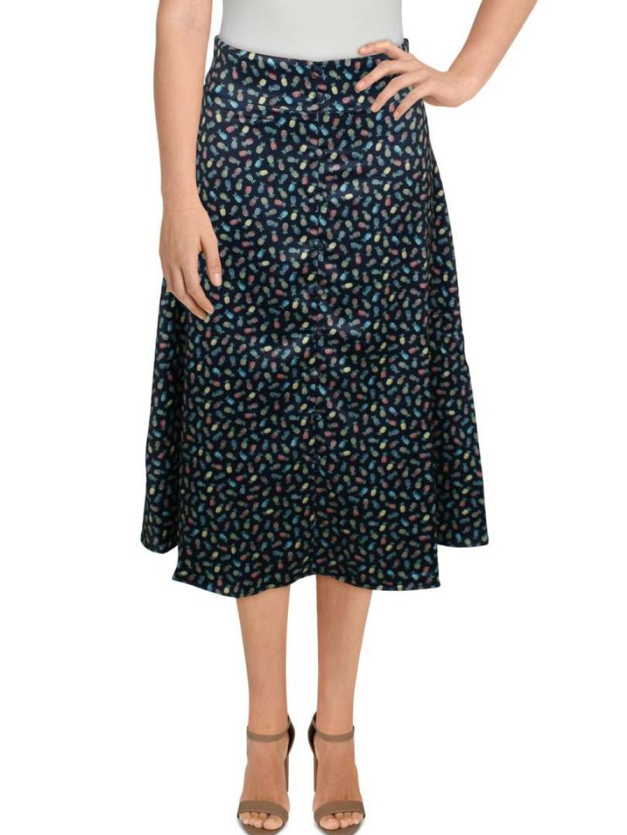 Clothing * | Hutch Womens Printed Button Down A-Line Skirt Pineapple Print