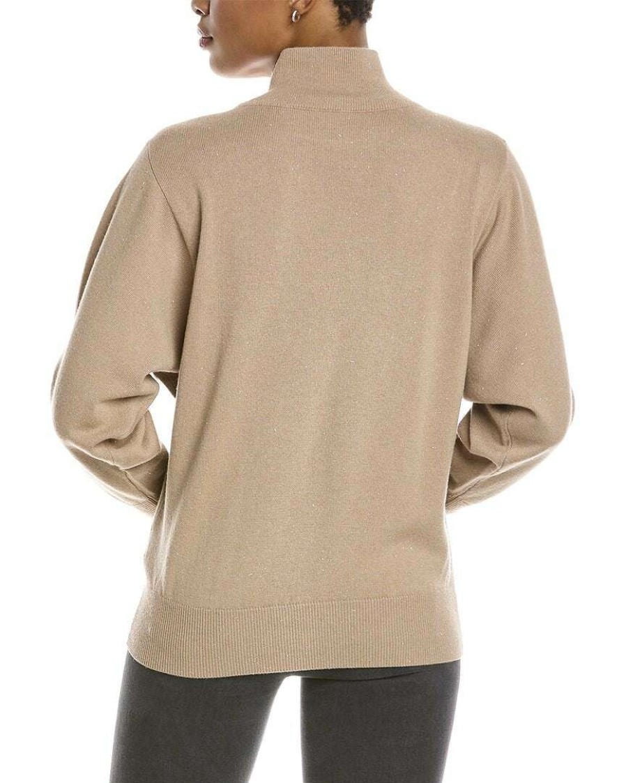 Clothing * | Women Peserico Metallic Wool, Silk & Cashmere-Blend Sweater Brown