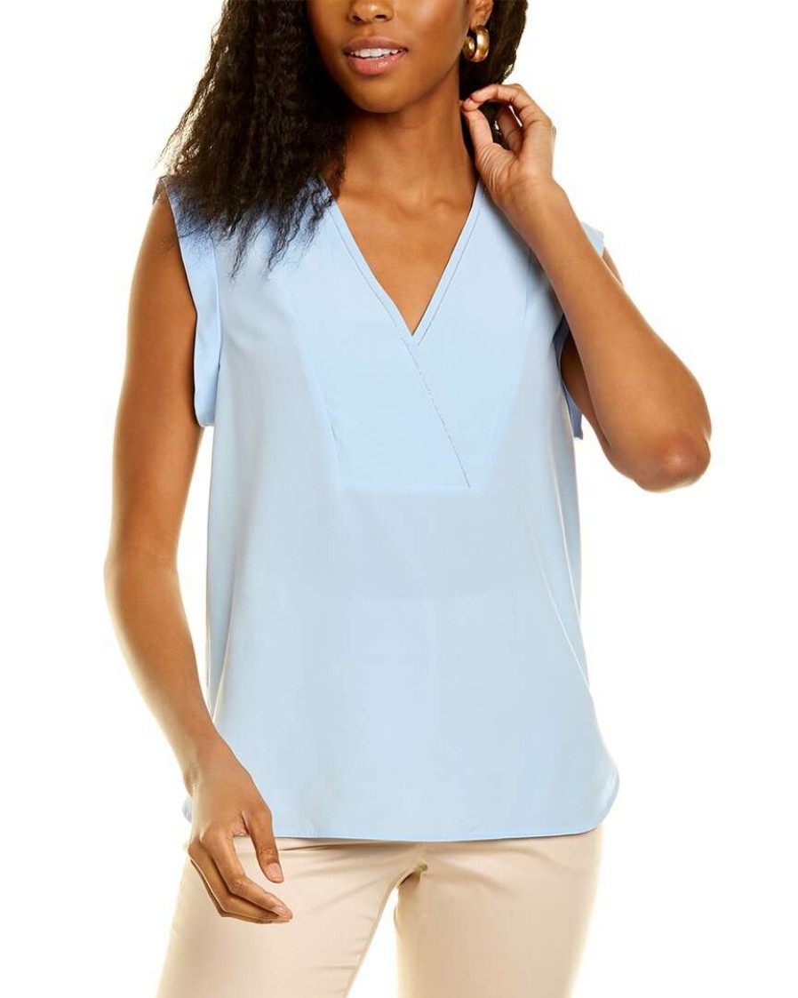 Clothing * | Women Peserico Silk-Blend Top Blue