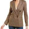 Clothing * | Women Peserico Double-Breasted Linen Jacket Brown