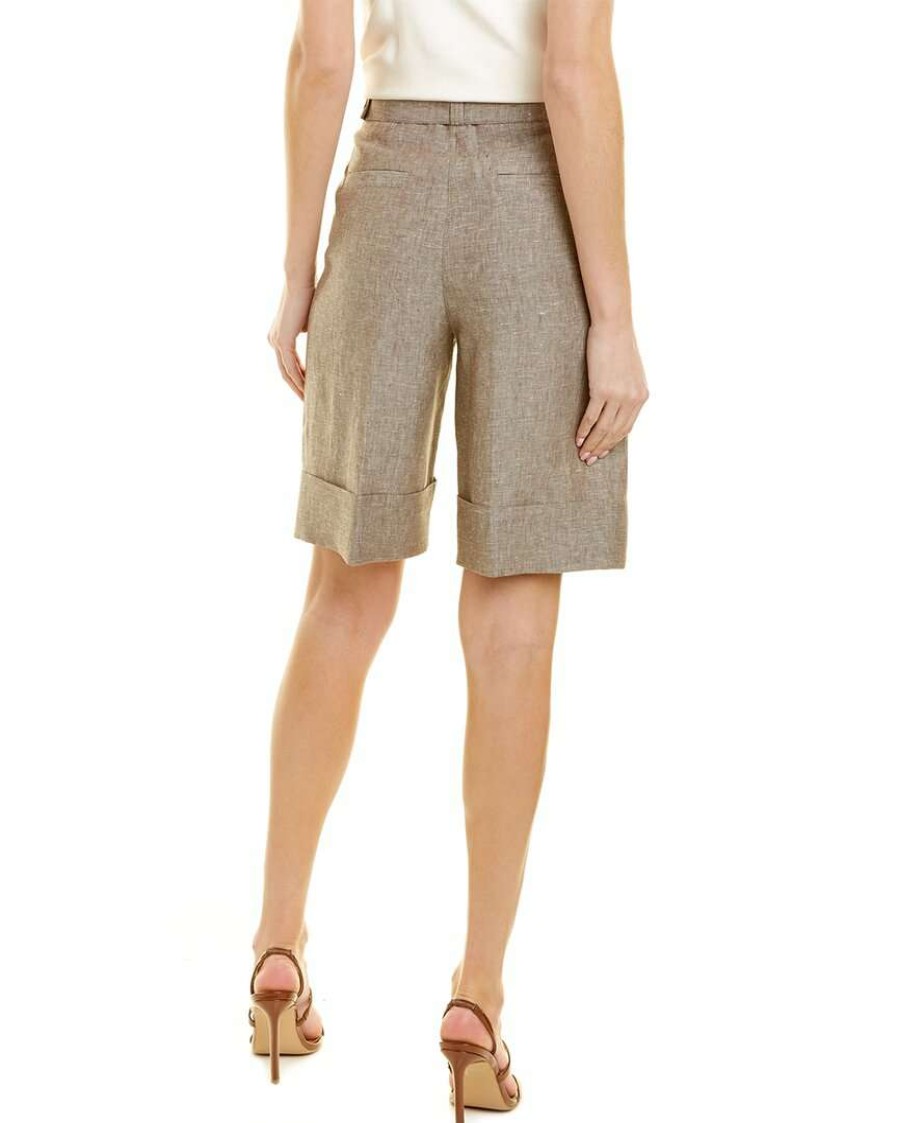 Clothing * | Women Peserico Belted Linen Short Brown