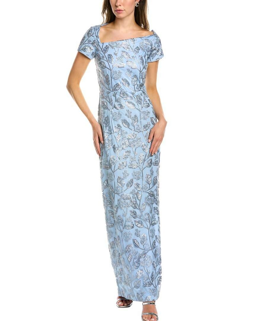 Clothing * | Js Collections Women Js Collection Column Gown Blue