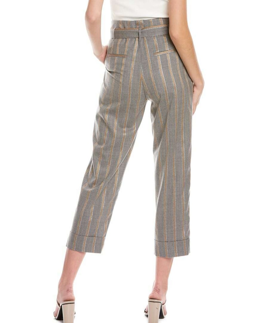 Clothing * | Women Peserico Belted Wool & Silk-Blend Pant Grey