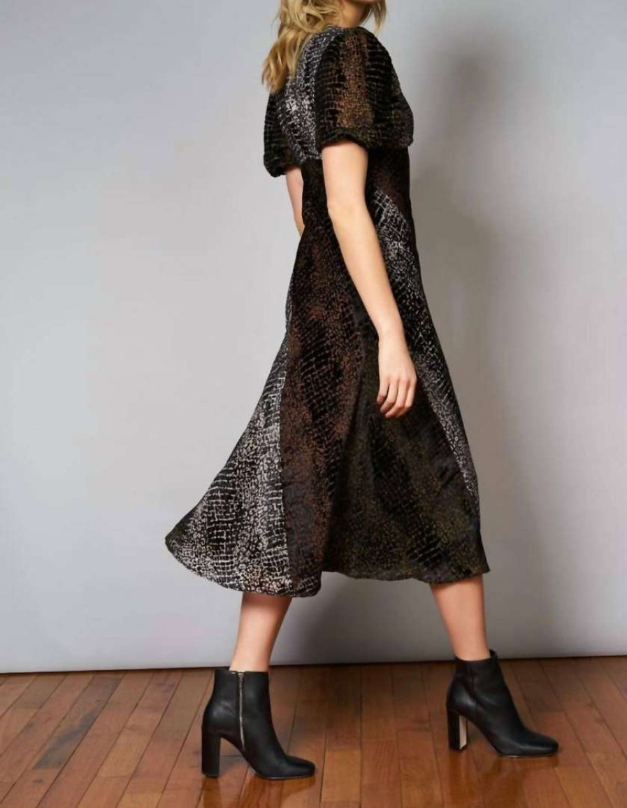 Clothing * | Hutch Women Arrie Midi Dress In Black/Brown Print