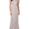 Clothing * | Js Collections Womens Lace Metallic Evening Dress Silver/Nude