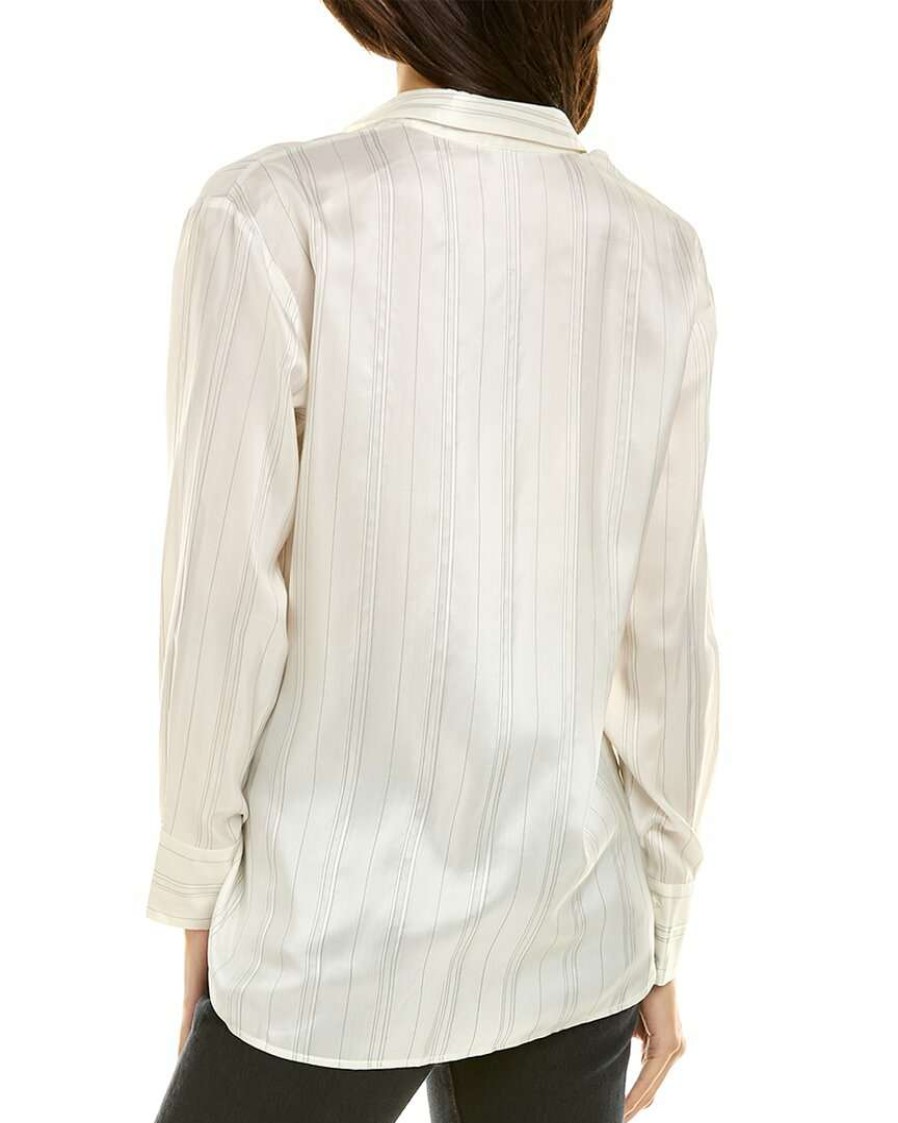 Clothing * | Women Peserico Pinstripe Silk Top White