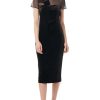 Clothing * | Js Collections Womens Velvet Mesh Sheath Dress Black