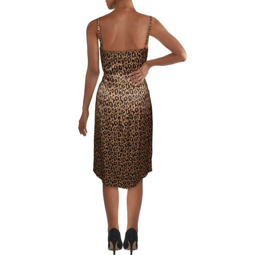 Clothing * | Hutch Womens Leopard V-Neck Cocktail And Party Dress Camel