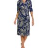 Clothing * | Women Js Collections Shae Notched V-Neck Midi Dress Blue