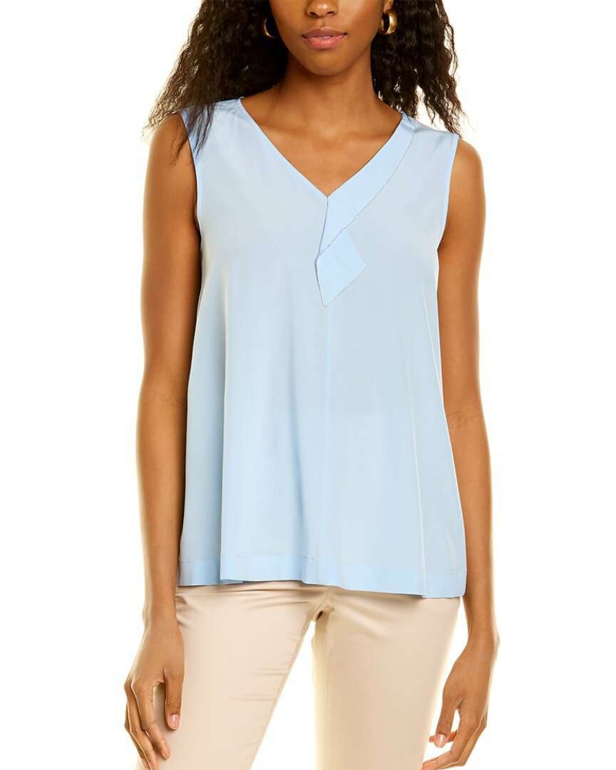 Clothing * | Women Peserico Silk-Blend Top Blue