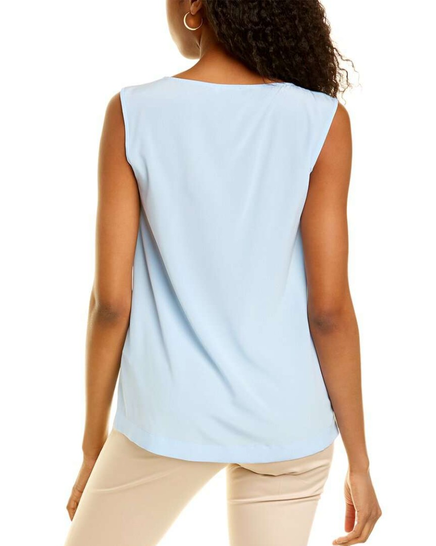 Clothing * | Women Peserico Silk-Blend Top Blue