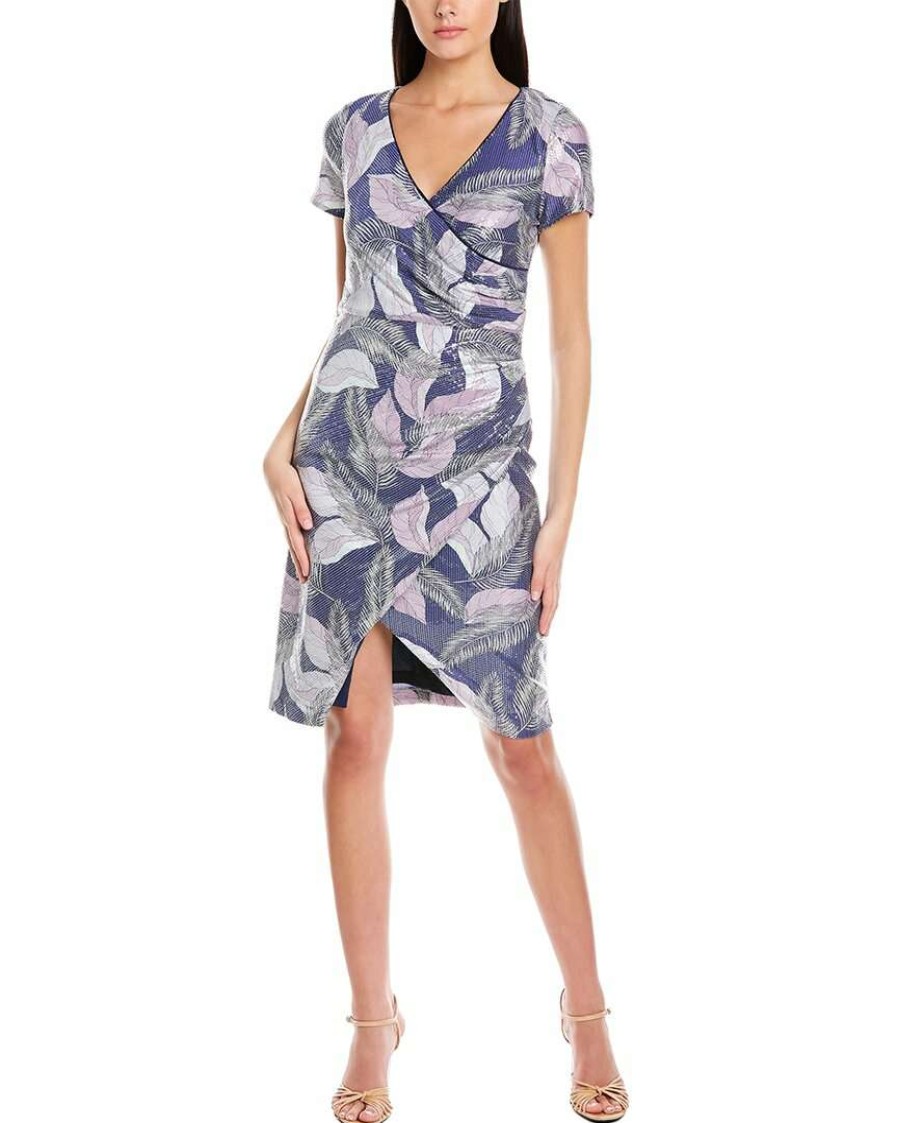 Clothing * | Women Js Collections Nylah Faux Wrap Dress Blue