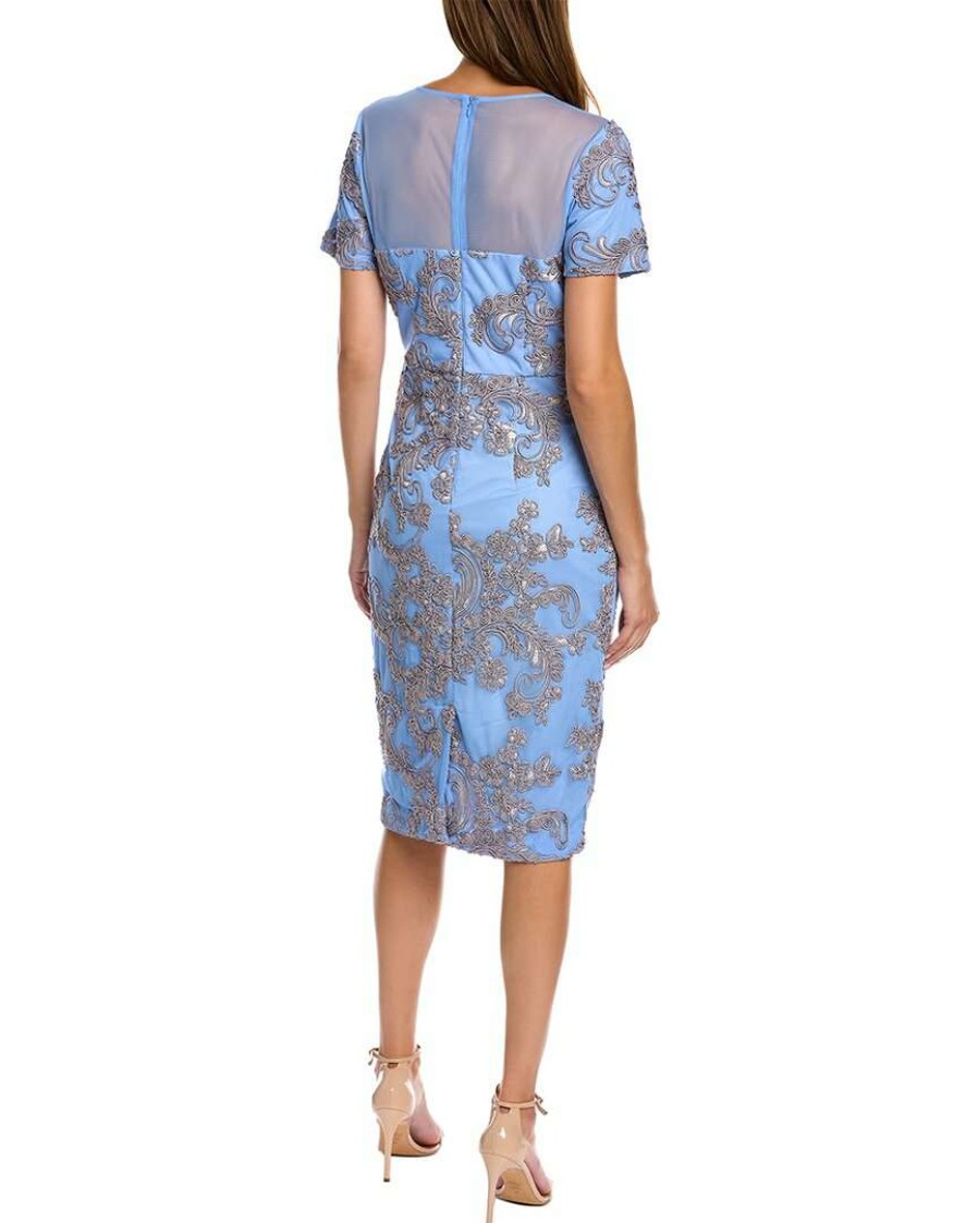 Clothing * | Women Js Collections Cheyenne Illusion Midi Dress Blue