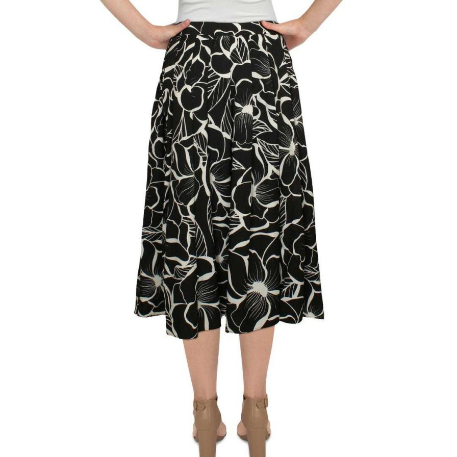 Clothing * | Hutch Womens Floral Pleated Midi Skirt Black