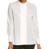 Clothing * | Women Peserico Button Front Silk-Blend Top White