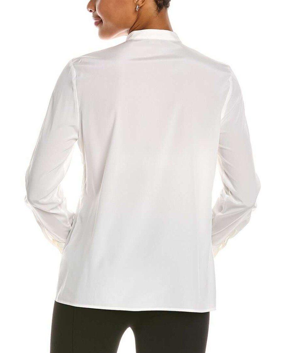 Clothing * | Women Peserico Button Front Silk-Blend Top White