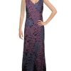 Clothing * | Js Collections Womens Soutache Two Tone Evening Dress Purple/Navy/Black