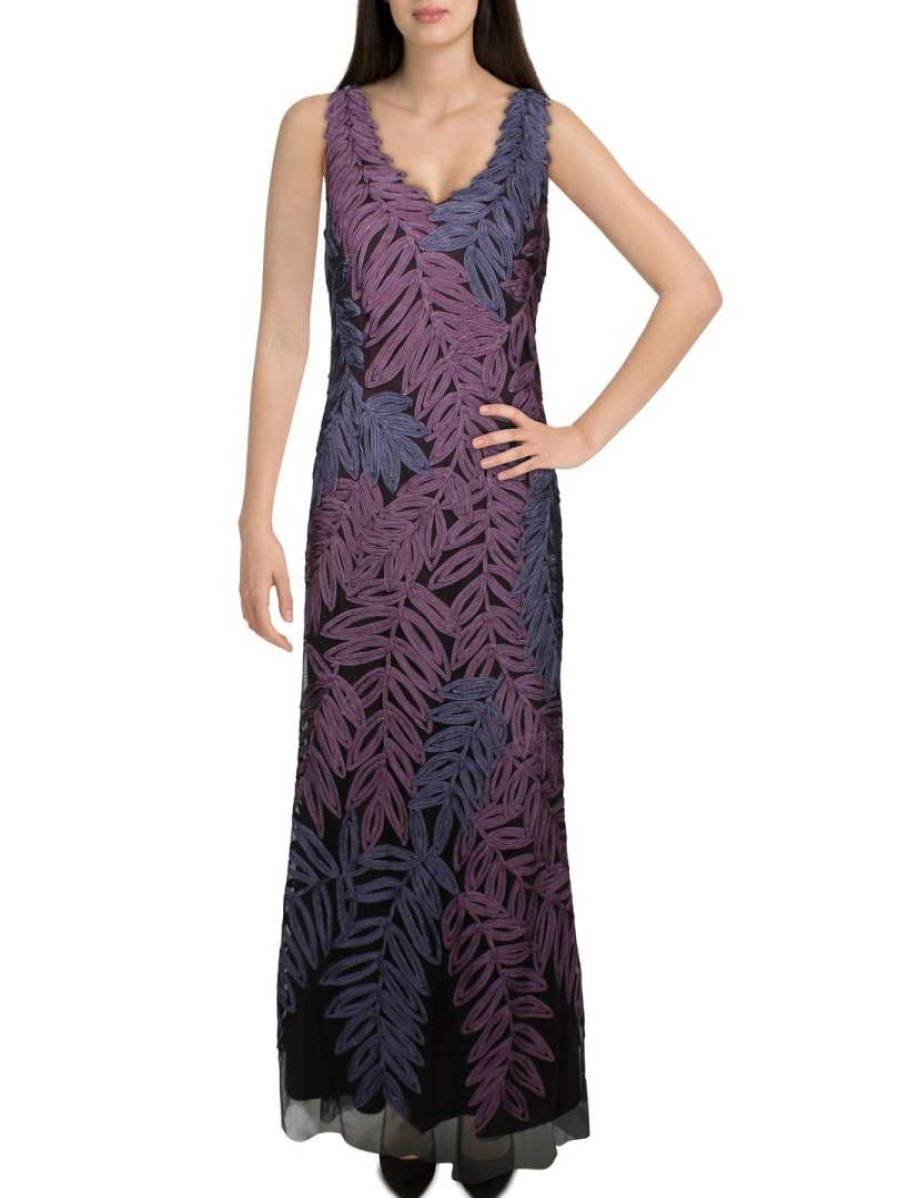 Clothing * | Js Collections Womens Soutache Two Tone Evening Dress Purple/Navy/Black