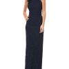 Clothing * | Js Collections Womens Embroidered Scalloped Evening Dress Navy