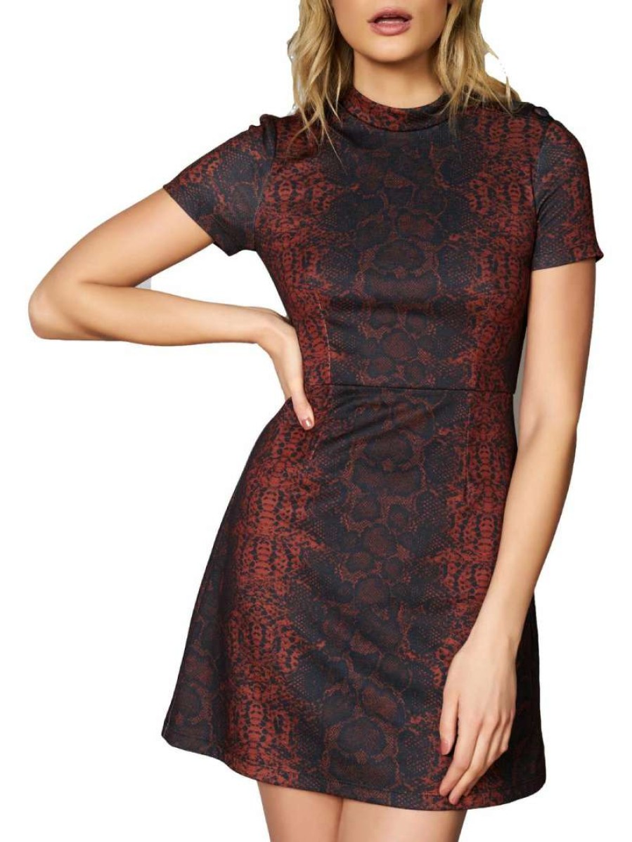 Clothing * | Hutch Womens Snake Mockneck Sheath Dress Copper