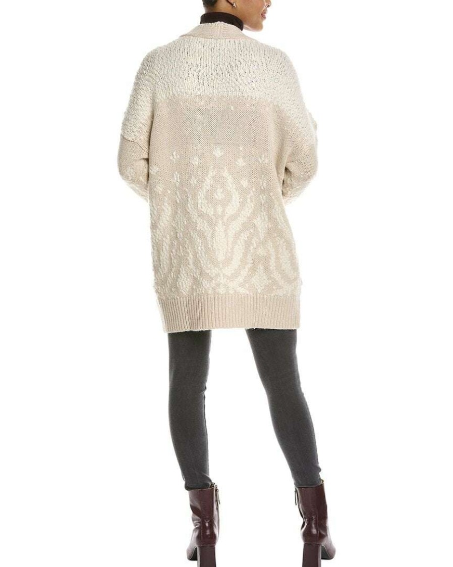 Clothing * | Women Peserico Chunky Wool, Silk & Cashmere-Blend Cardigan Beige