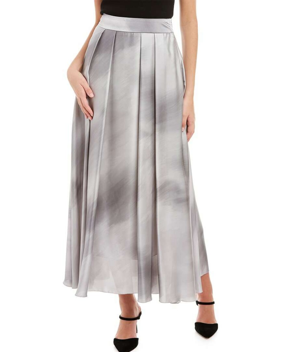 Clothing * | Women Peserico Satin Midi Skirt Grey