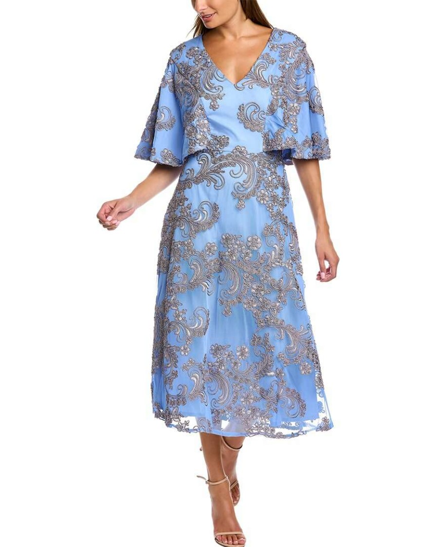 Clothing * | Women Js Collections Saige A-Line Midi Dress Blue