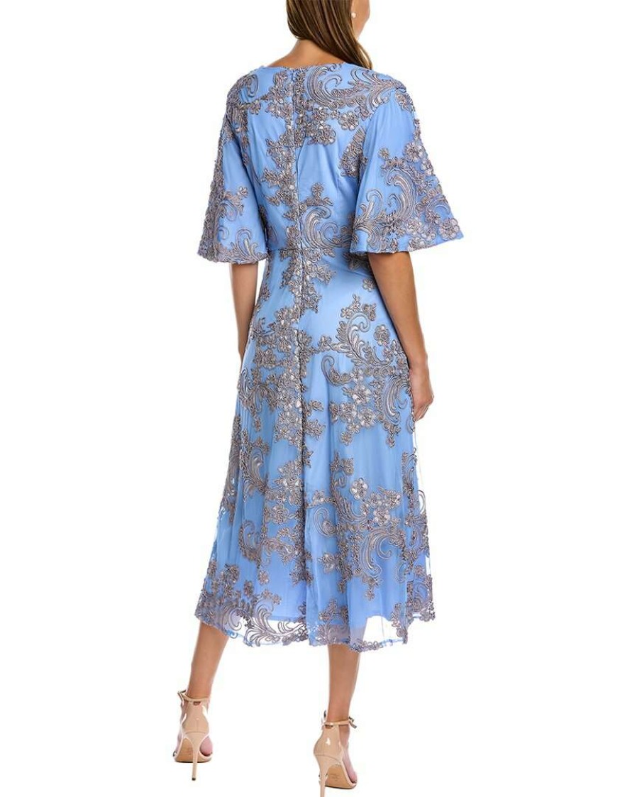 Clothing * | Women Js Collections Saige A-Line Midi Dress Blue