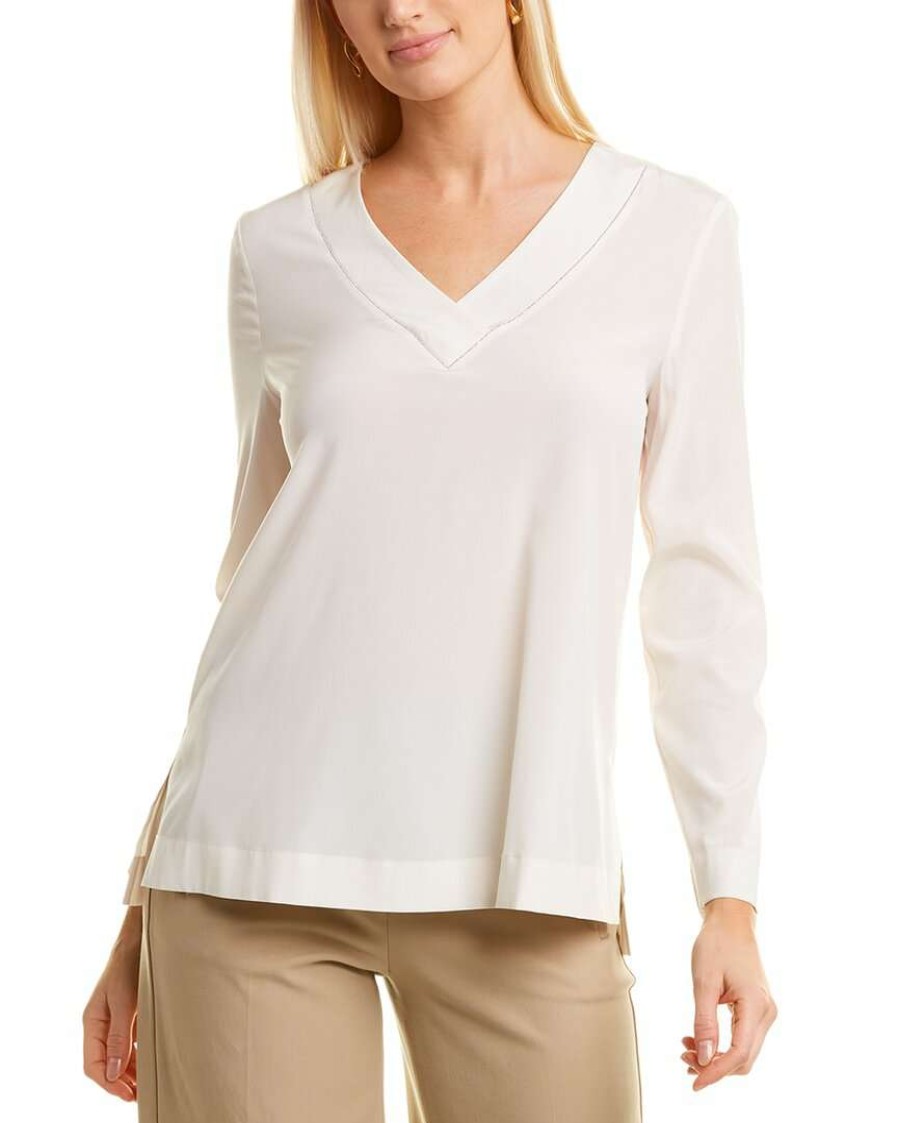 Clothing * | Women Peserico Silk-Blend Blouse White