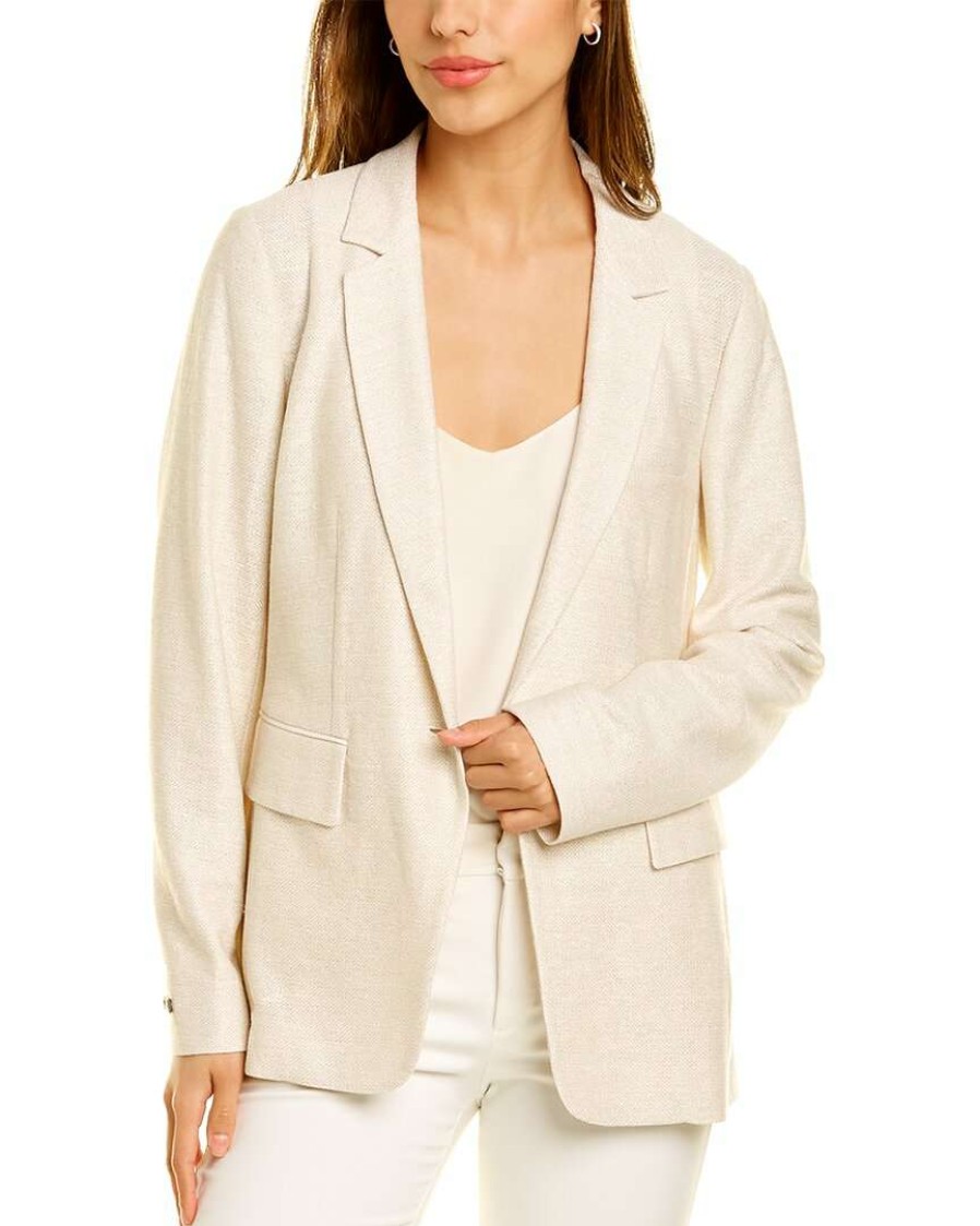 Clothing * | Women Peserico Linen-Blend Jacket White