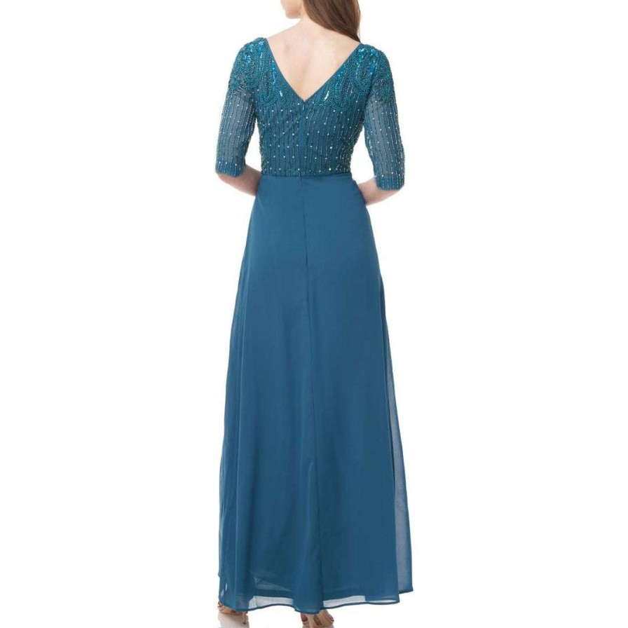 Clothing * | Js Collections Womens Embellished Maxi Evening Dress Deep Lagoon