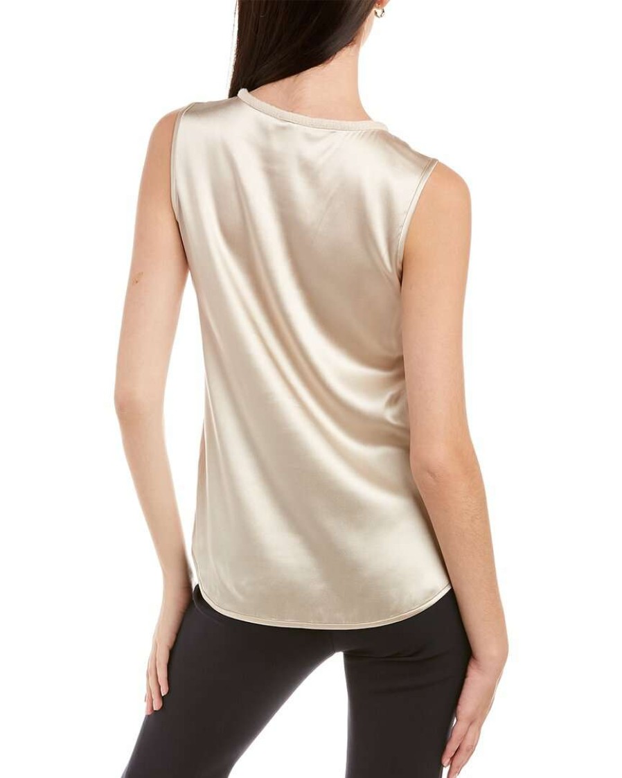 Clothing * | Women Peserico Silk-Blend Top Beige