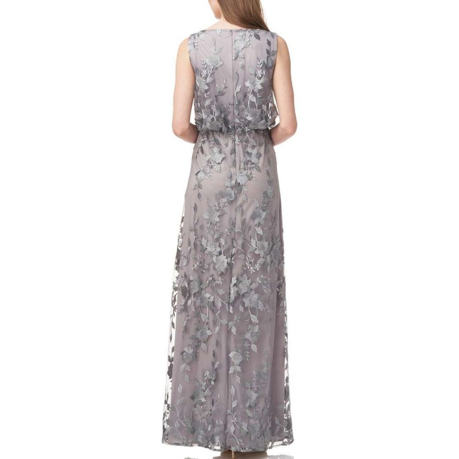 Clothing * | Js Collections Womens Blouson Maxi Evening Dress Silver