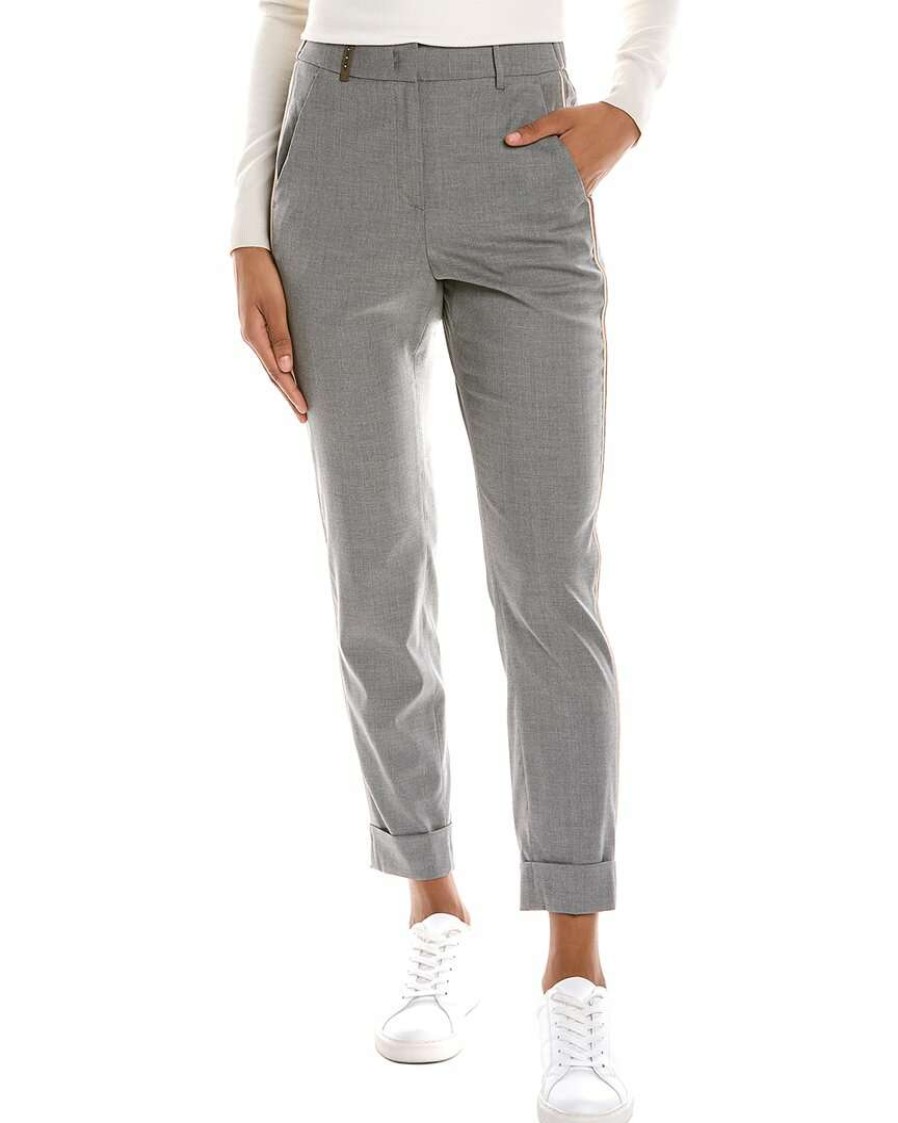 Clothing * | Women Peserico Wool-Blend Pant Grey