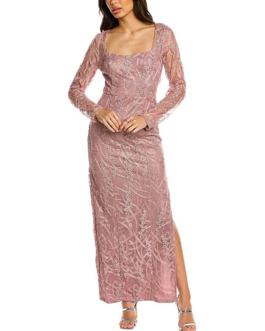 Clothing * | Women Js Collections Giovanna Column Gown Pink