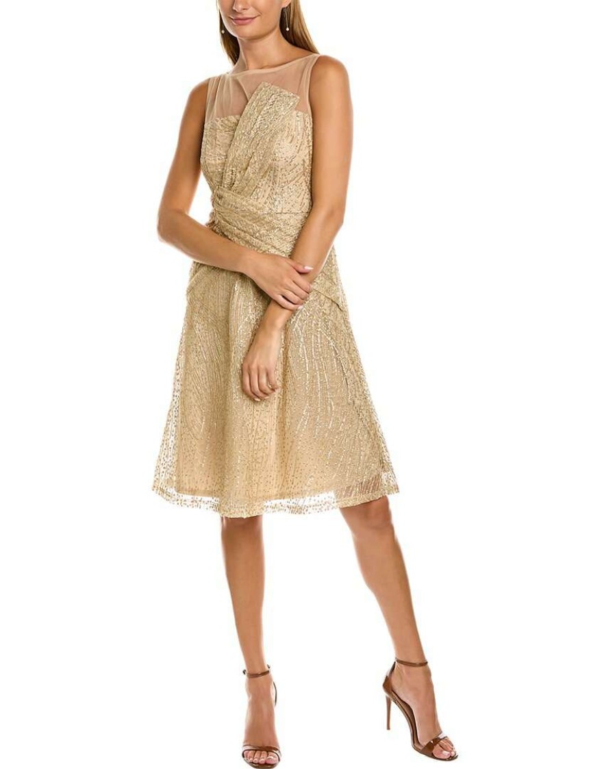 Clothing * | Women Js Collections Sequin A-Line Dress Gold