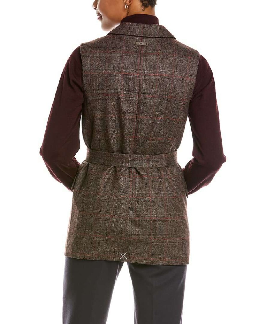 Clothing * | Women Peserico Pocket Vest Brown