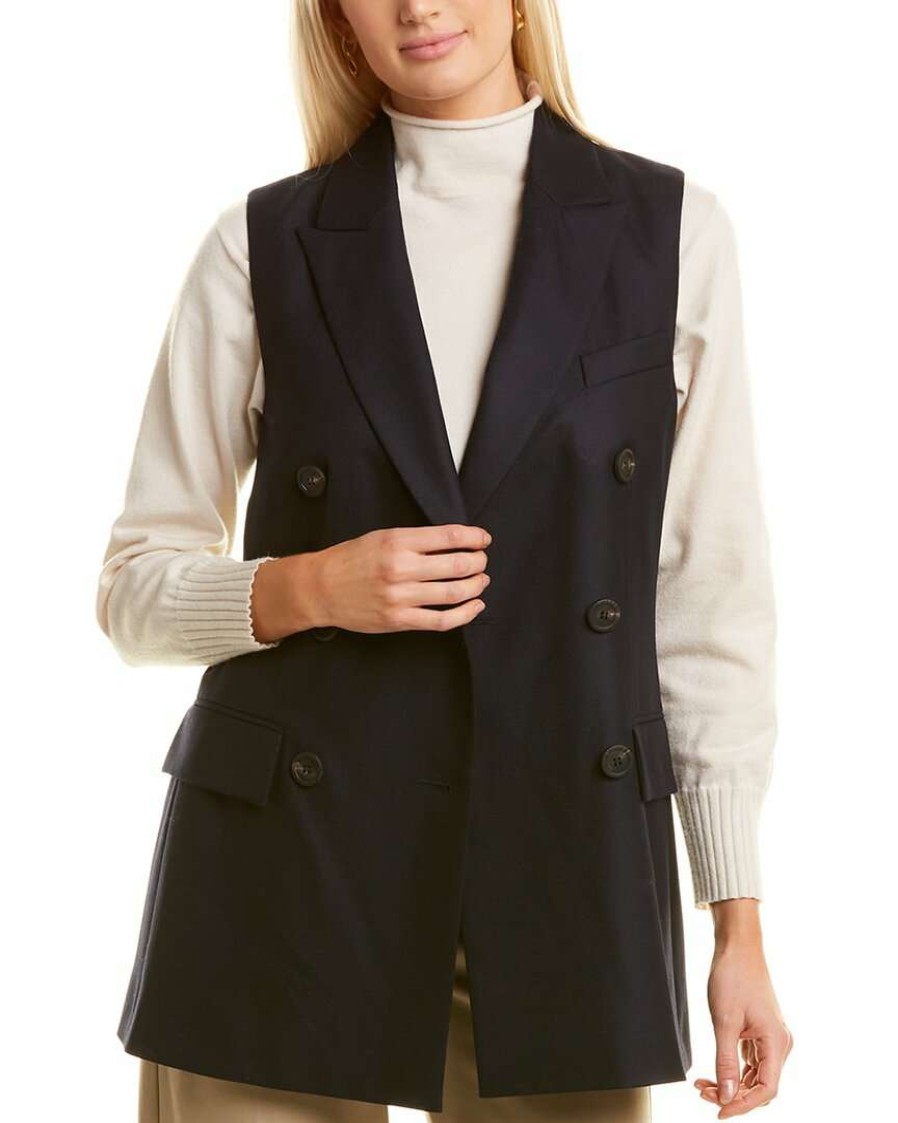 Clothing * | Women Peserico Wool-Blend Waistcoat Beige