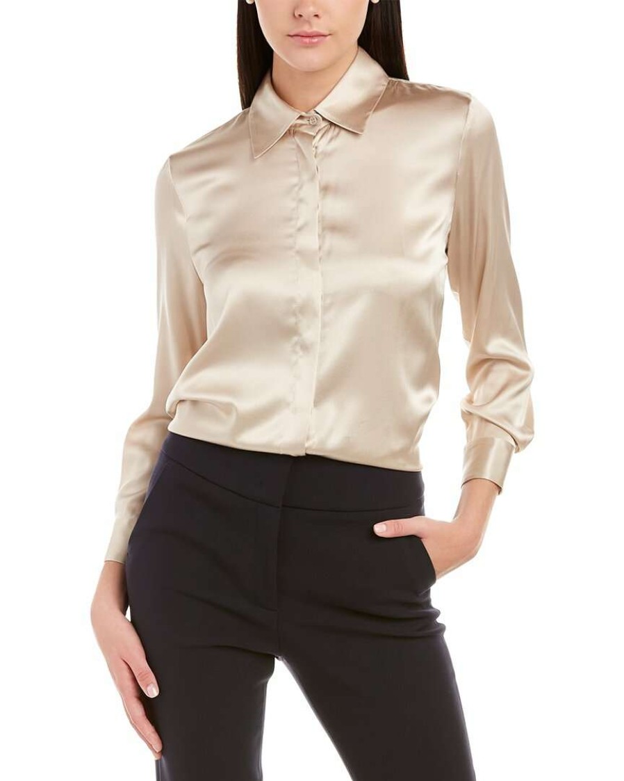 Clothing * | Women Peserico Silk-Blend Top Beige