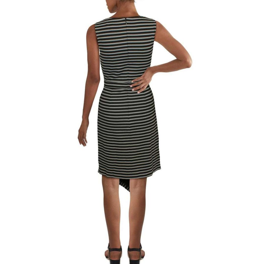 Clothing * | Hutch Womens Striped V-Neck Wrap Dress Black