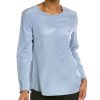 Clothing * | Women Peserico Pleated Placket Silk-Blend Top Blue