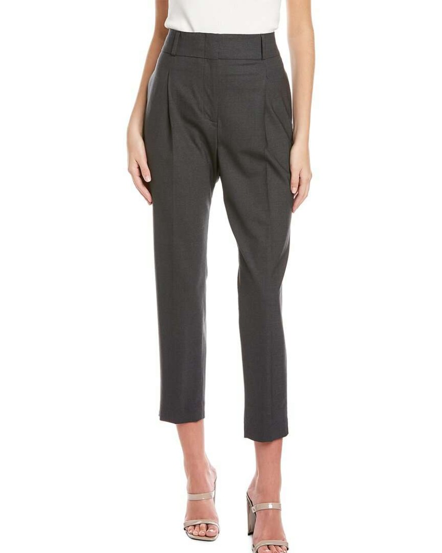 Clothing * | Women Peserico Pleated Wool-Blend Pant Grey