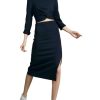 Clothing * | Hutch Womens Polka Dots Side Slit Pencil Skirt Navy